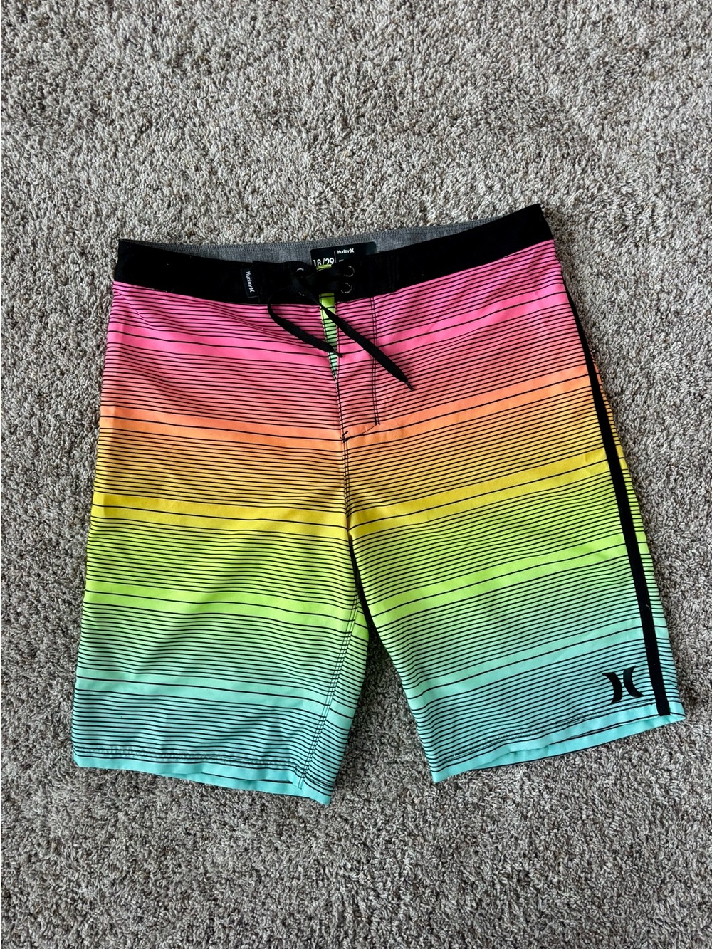 NWOT Boys Hurley Rainbow Stripe Boardshorts